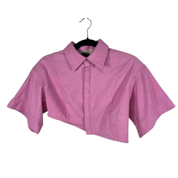 Atoir The Pluto Shirt Cropped Button Up Pink Top Women’s Size 2 asymmetrical - Picture 1 of 7
